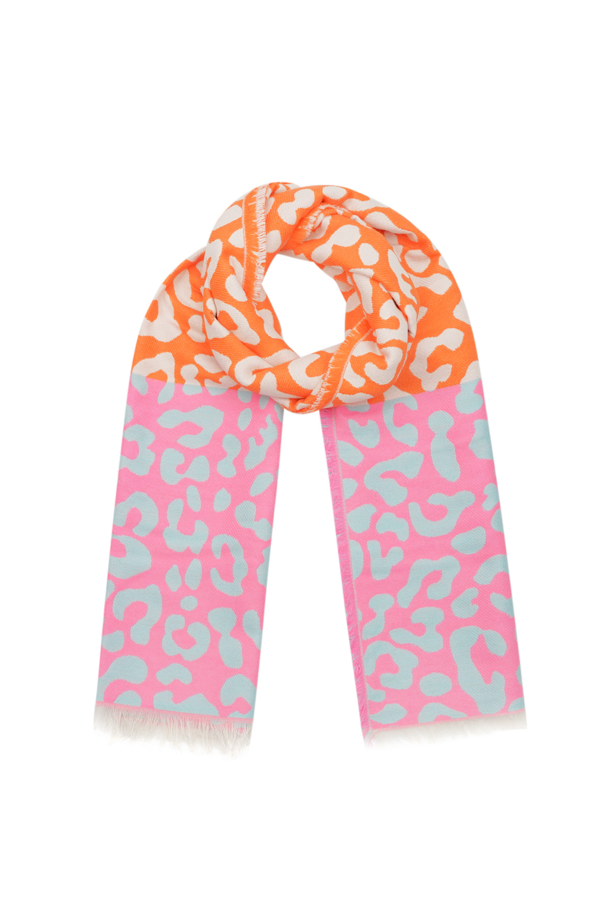 Bufanda de invierno con estampado de leopardo - naranja y rosa h5 