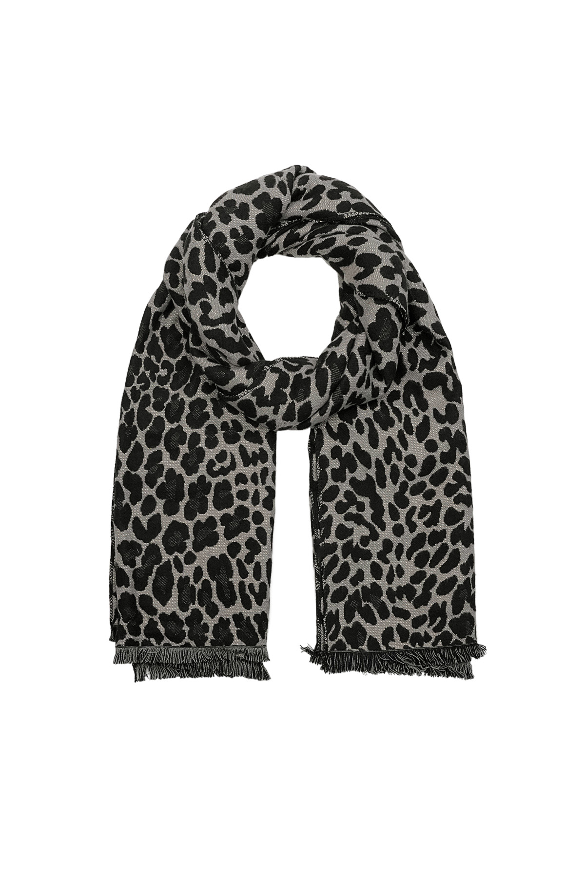 Winter scarf leo lover - black grey h5 