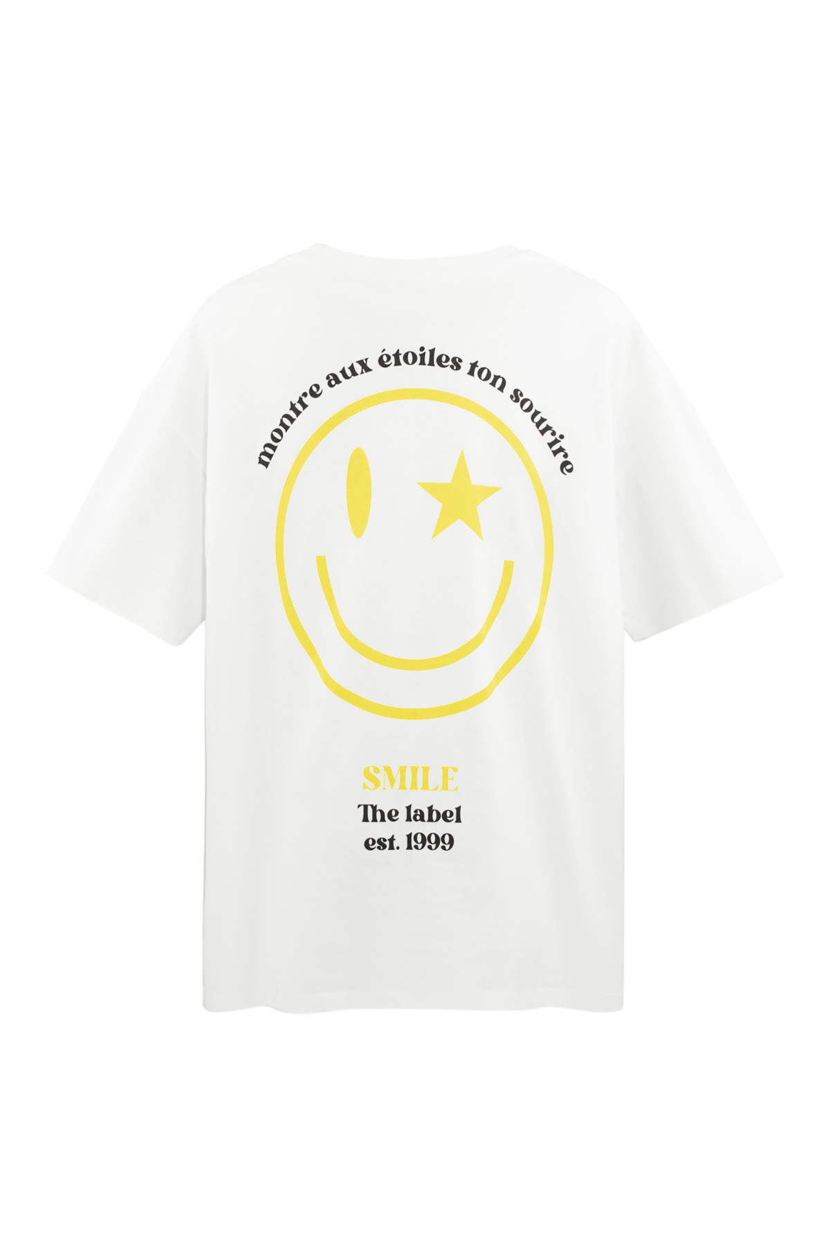 T-shirt con faccina Happy Life - bianca h5 Immagine8
