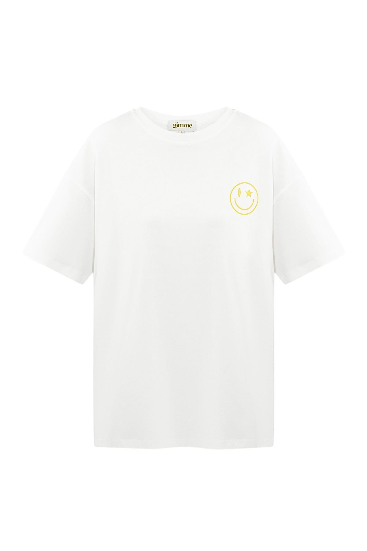 T-shirt happy life smiley - wit