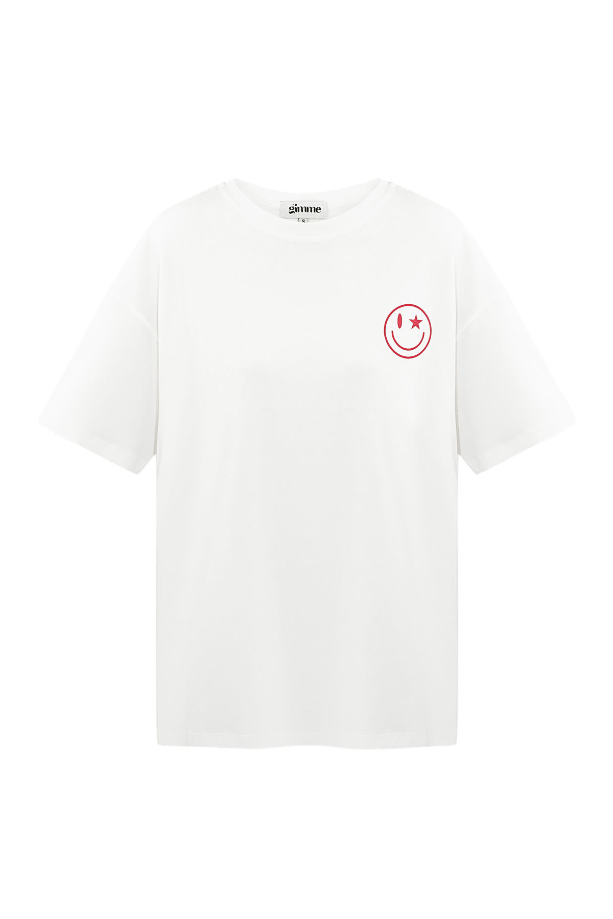 T-shirt smiley happy life - blanc et rouge h5 