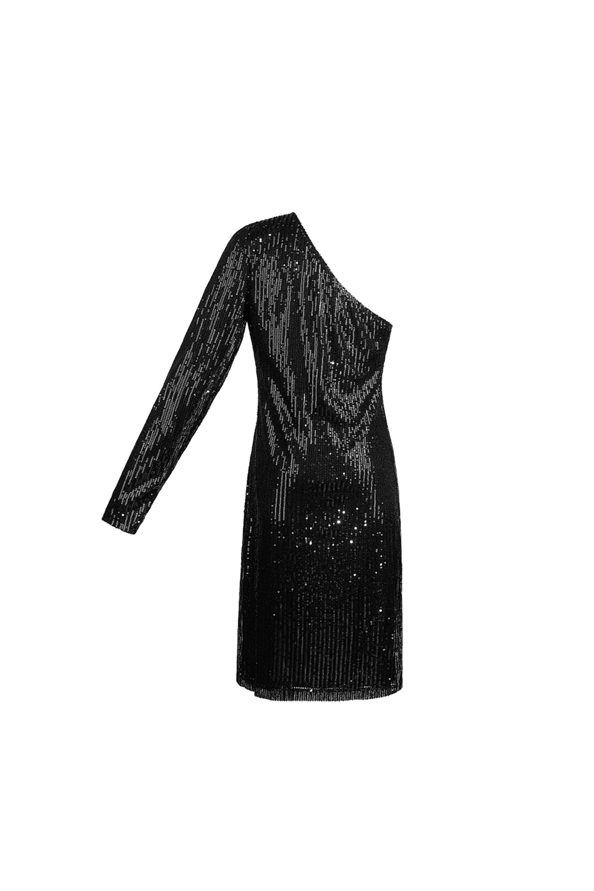 Robe à une épaule pailletée - noire h5 Image2