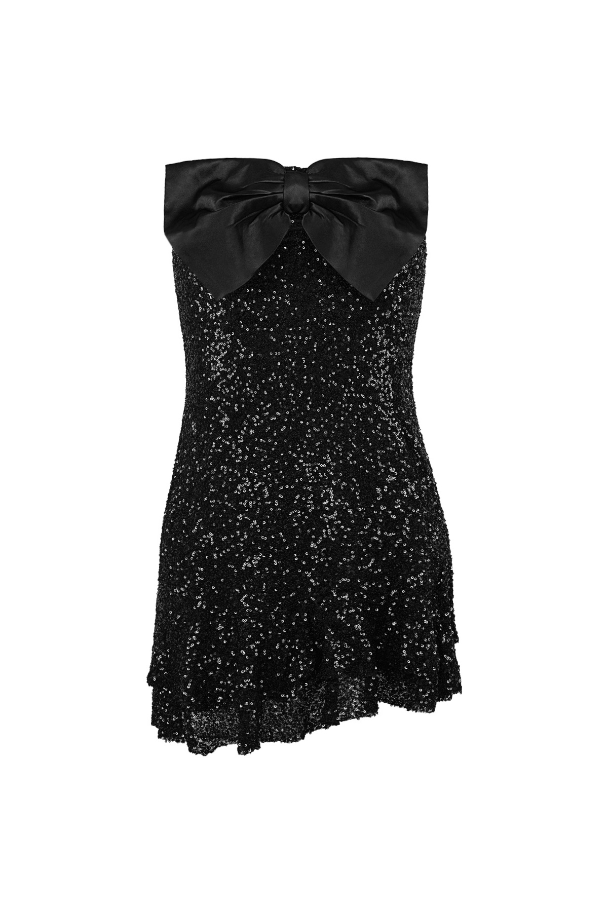 Robe à paillettes avec nœud sans bretelles - noir h5 