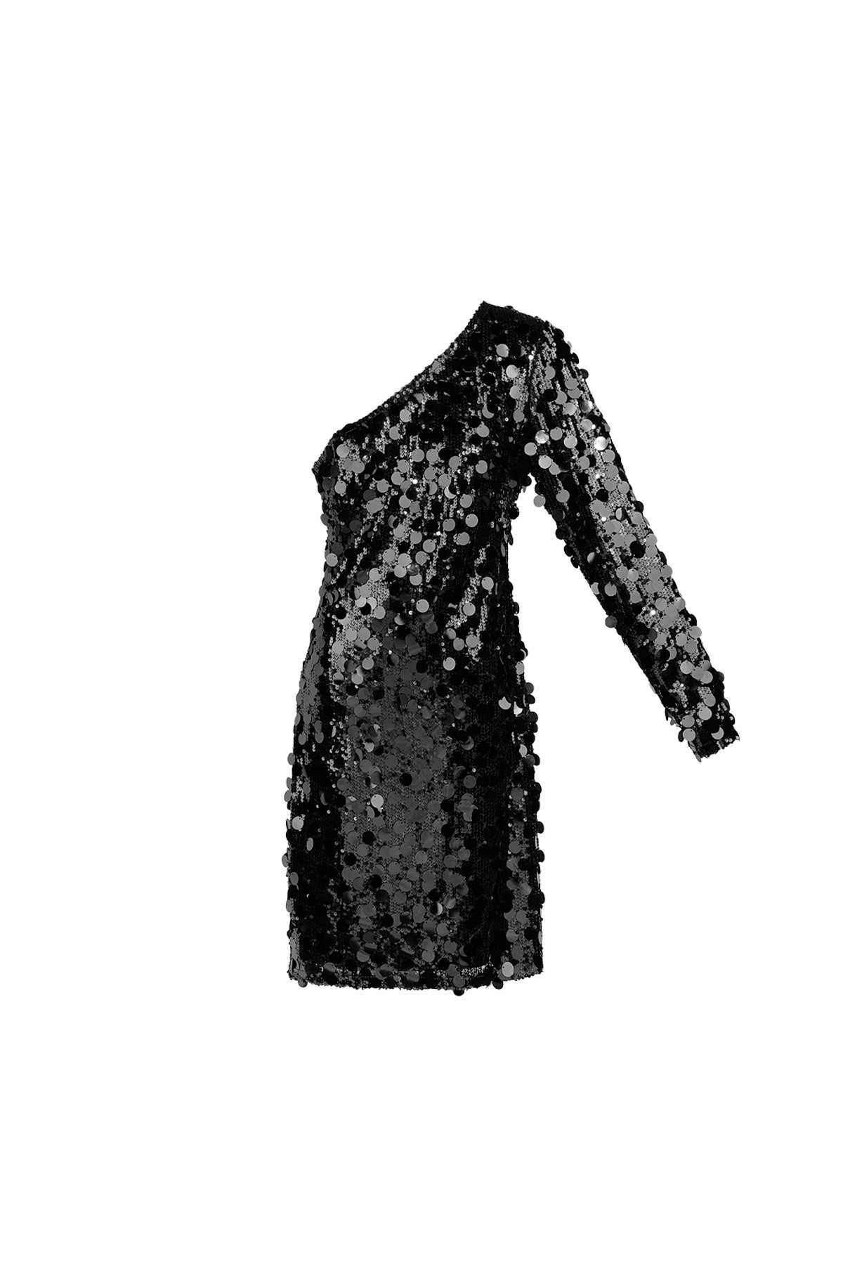 Robe asymétrique pailletée large - noir h5 