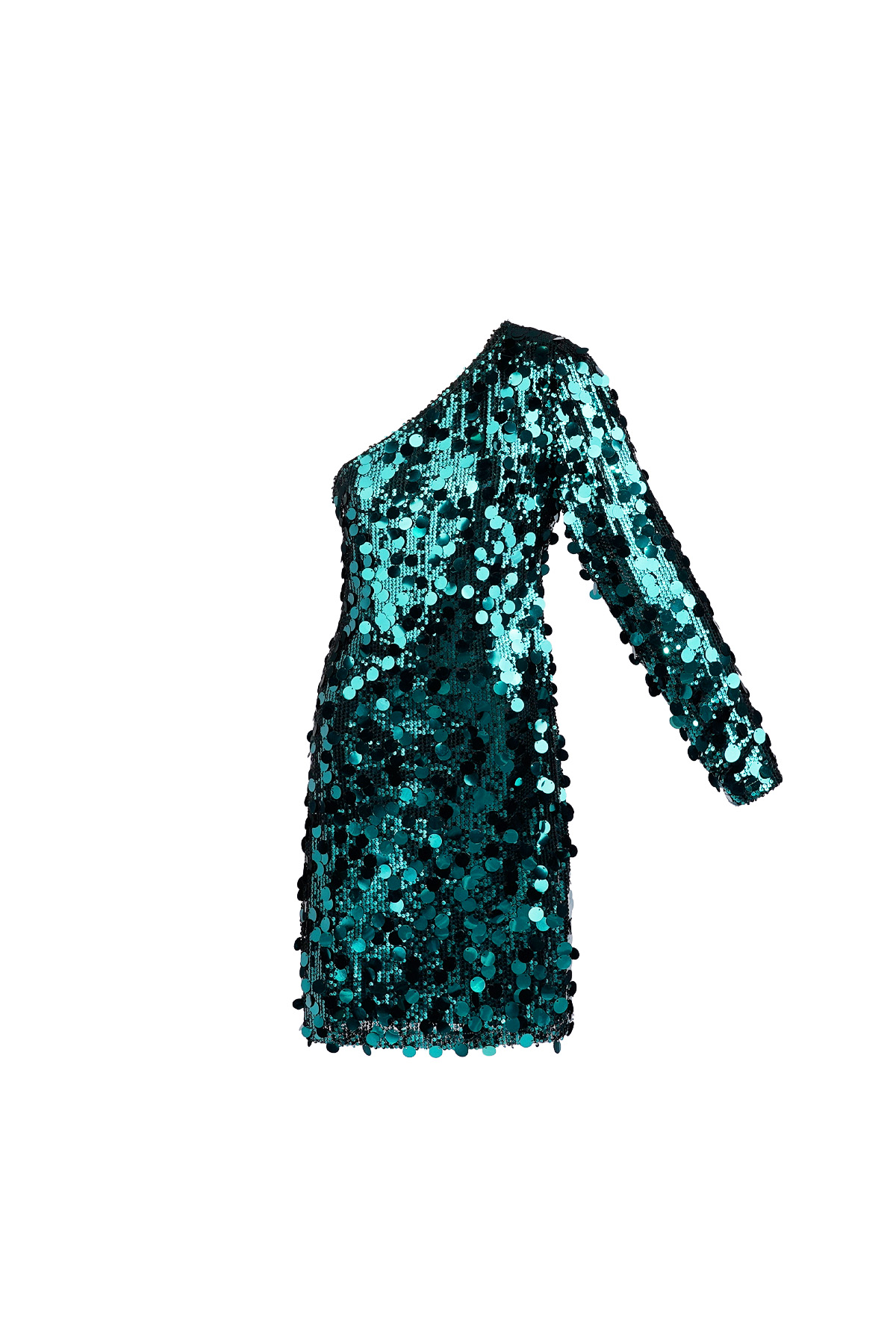 One shoulder jurk glitter groot - groen h5 