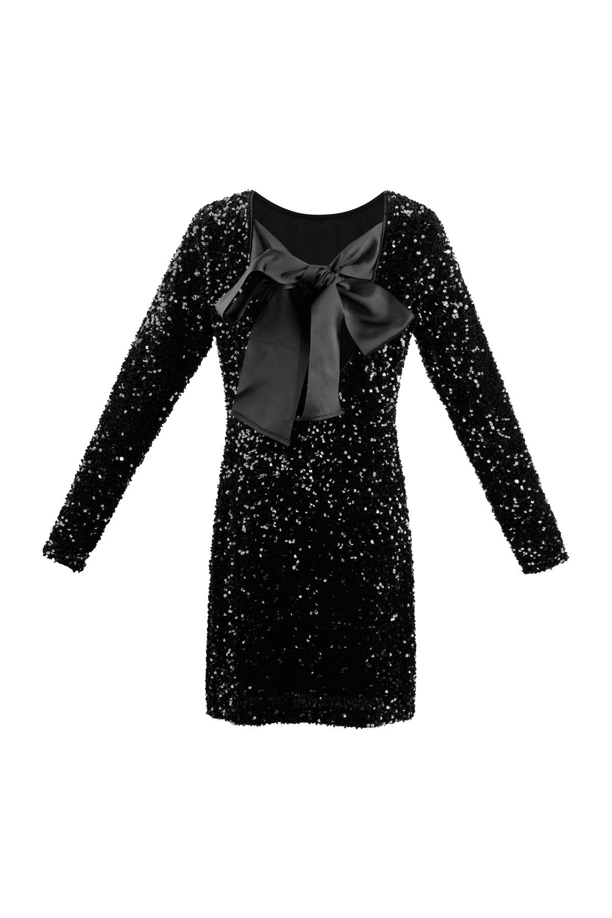 Glitter dress with open back - black Picture6