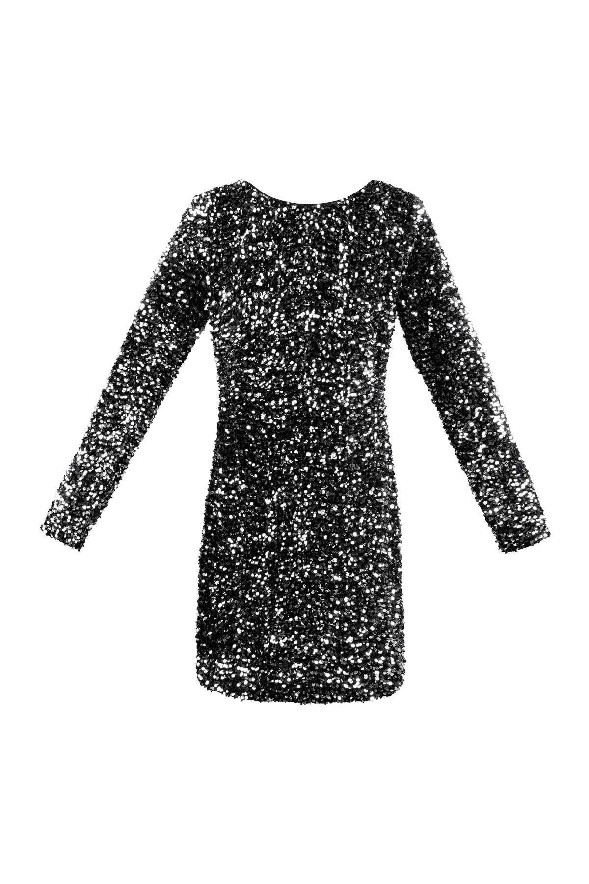 Vestido con purpurina y espalda abierta - negro plata h5 