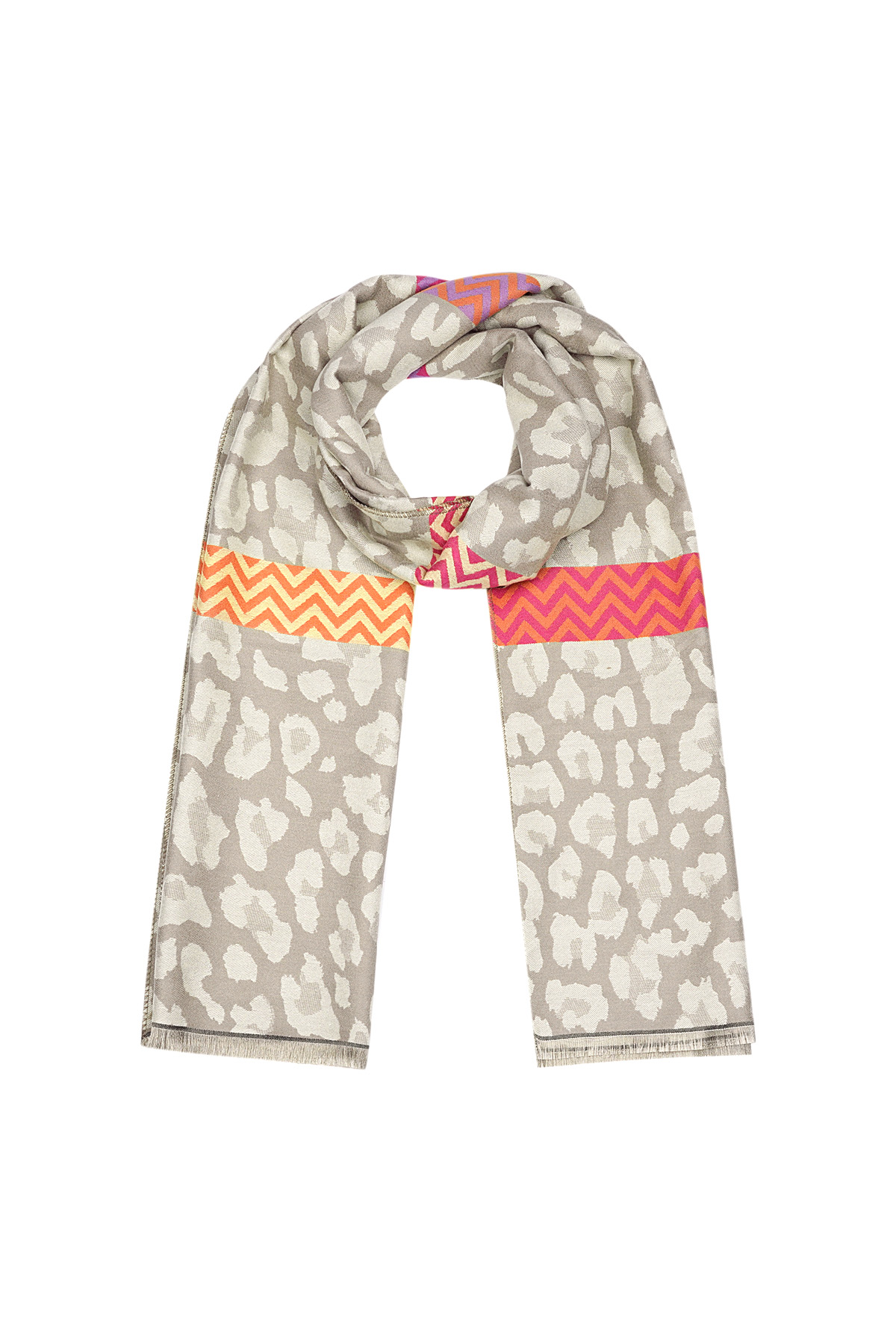 panther scarf with colored details - beige 