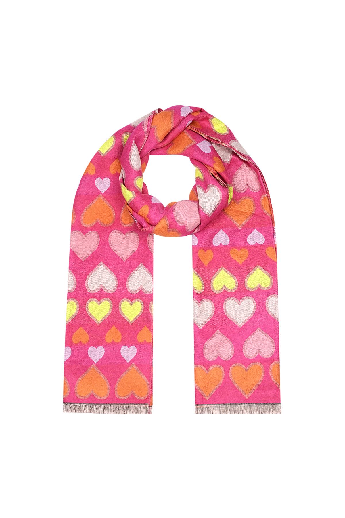 Sjaal hearts all over - fuchsia h5 