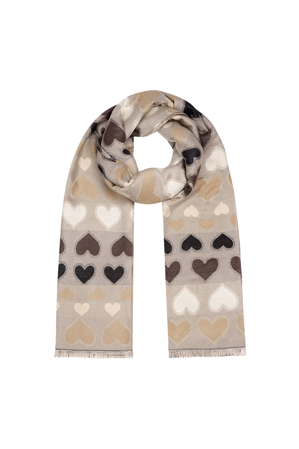 Bufanda de corazones por todas partes - beige h5 