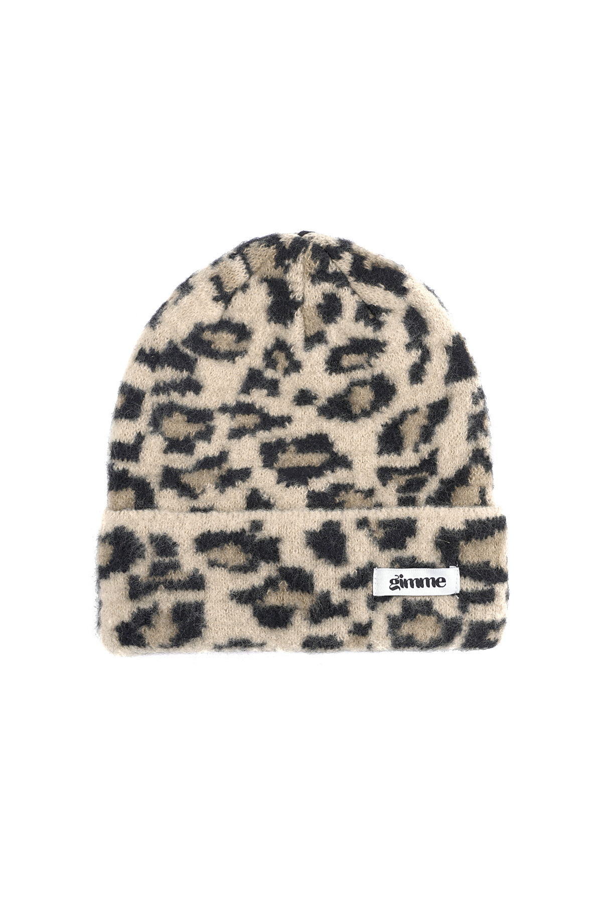 panther print hat - beige