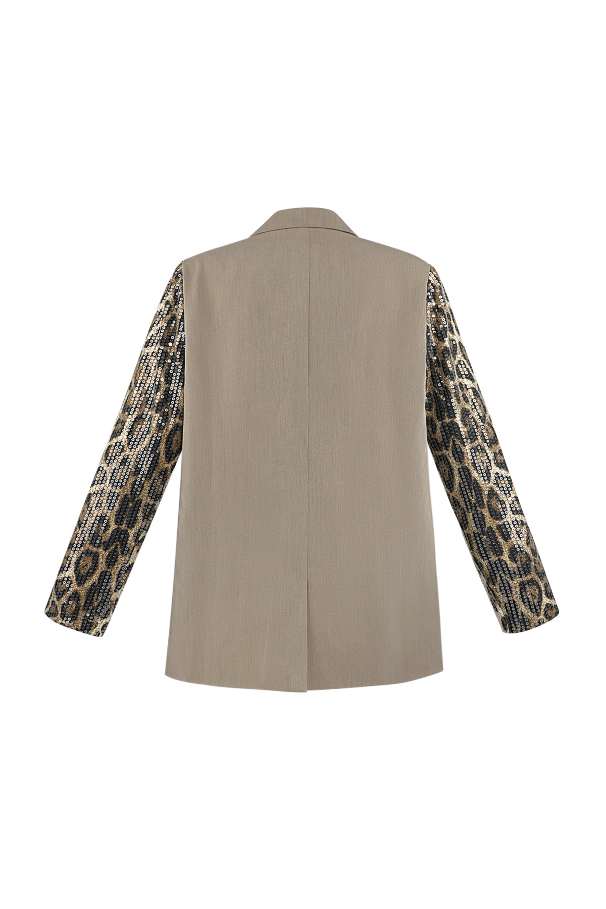 Blazer with leopard print glitter sleeve - camel h5 Picture2