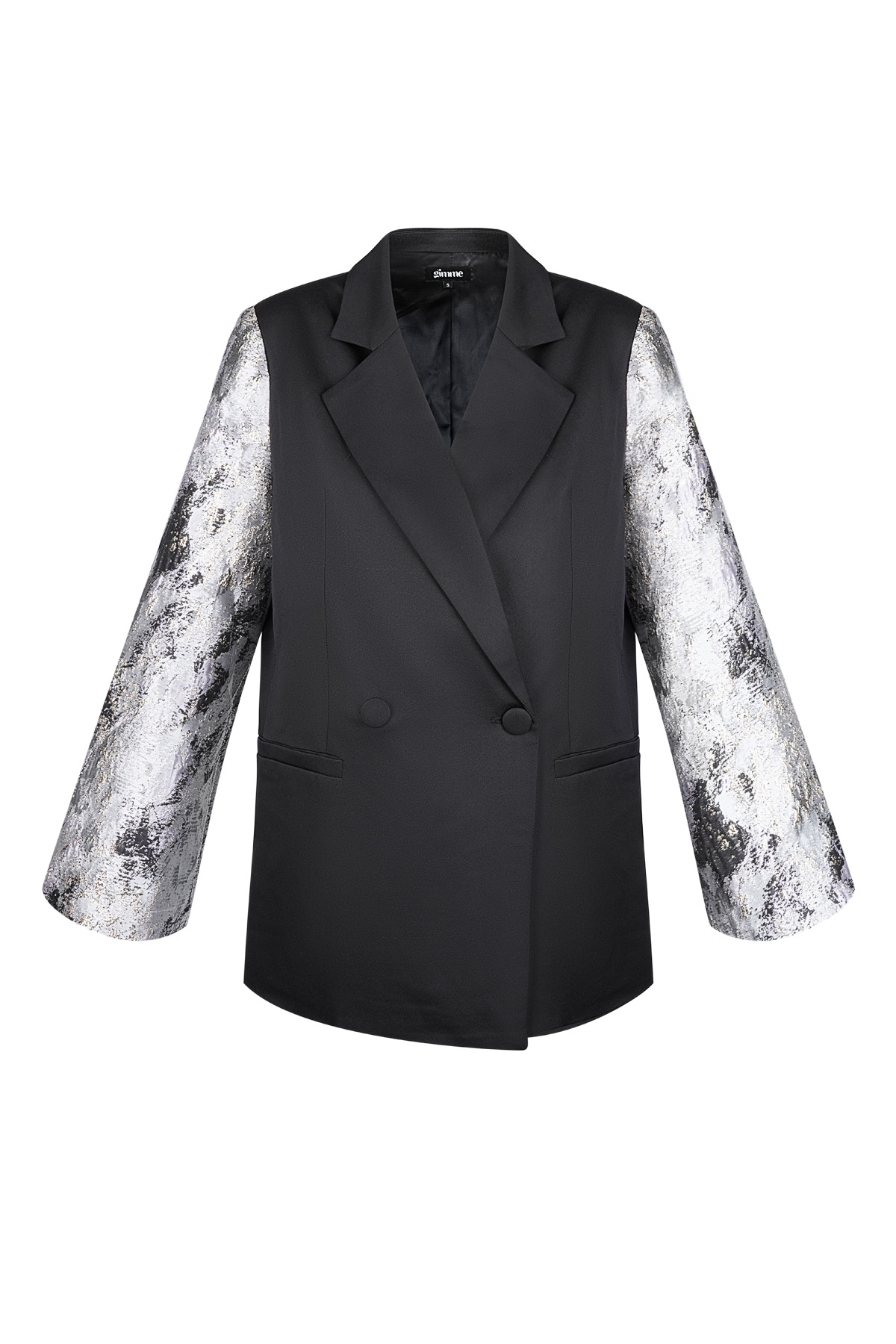 Black blazer with jacquard sleeves - Grey 2