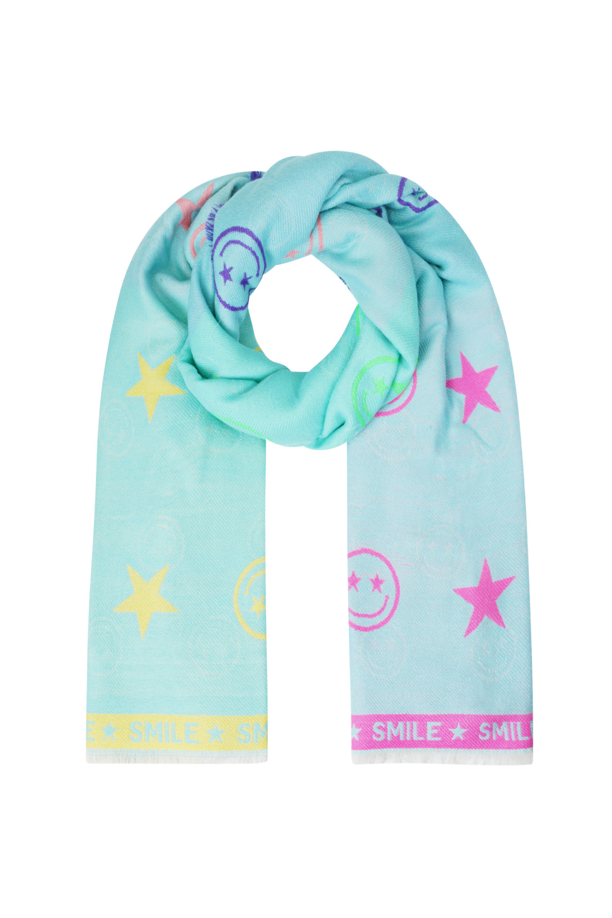 Scarf smiley star - Blue & green