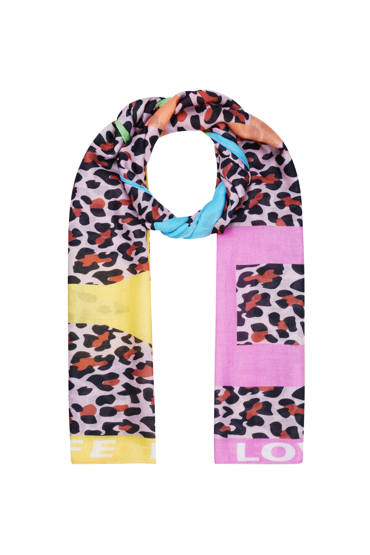 Scarf festive panther print - Pink multi h5 