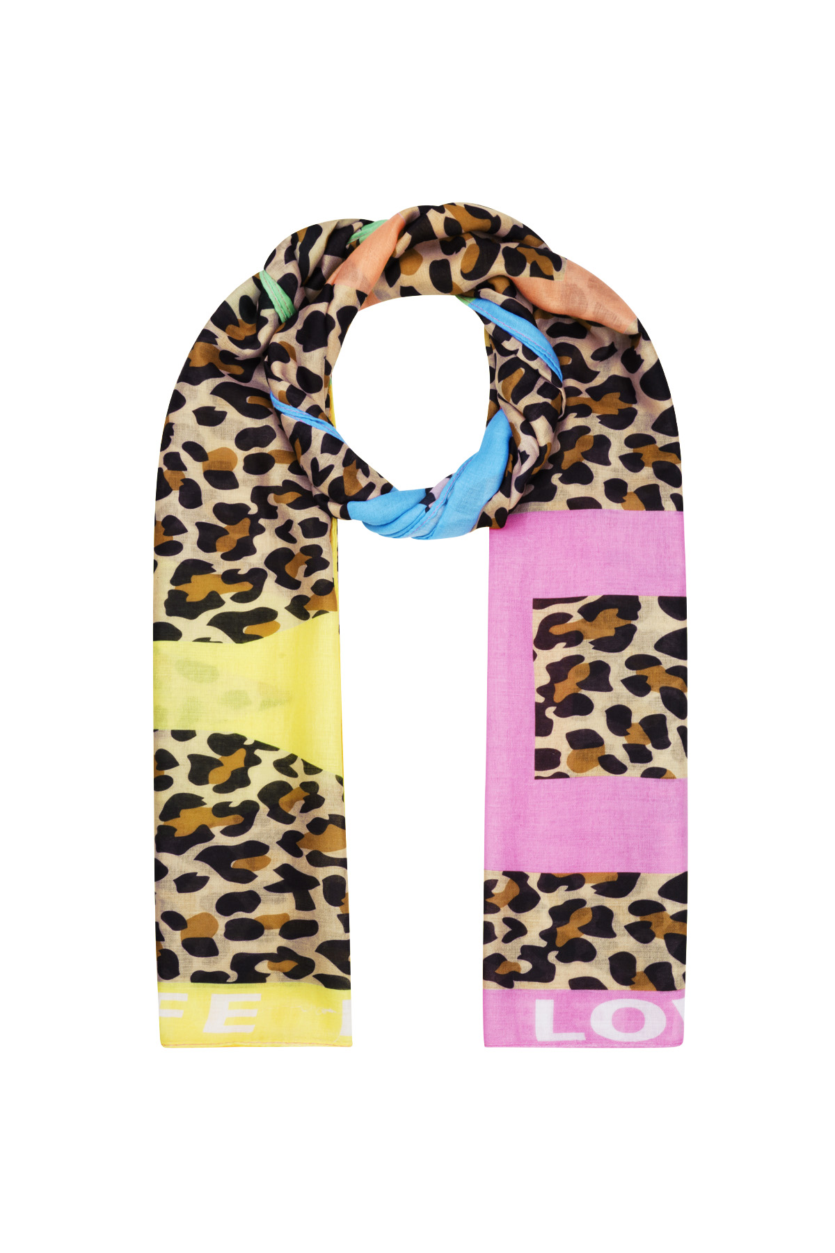 Scarf festive panther print - Orange and pink 2