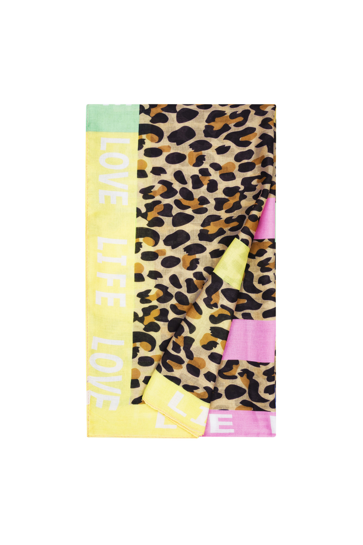 Scarf festive panther print - Orange and pink