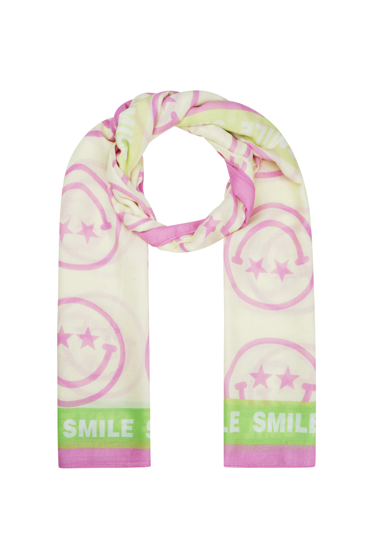 Scarf smiley day - Pink and green  h5 