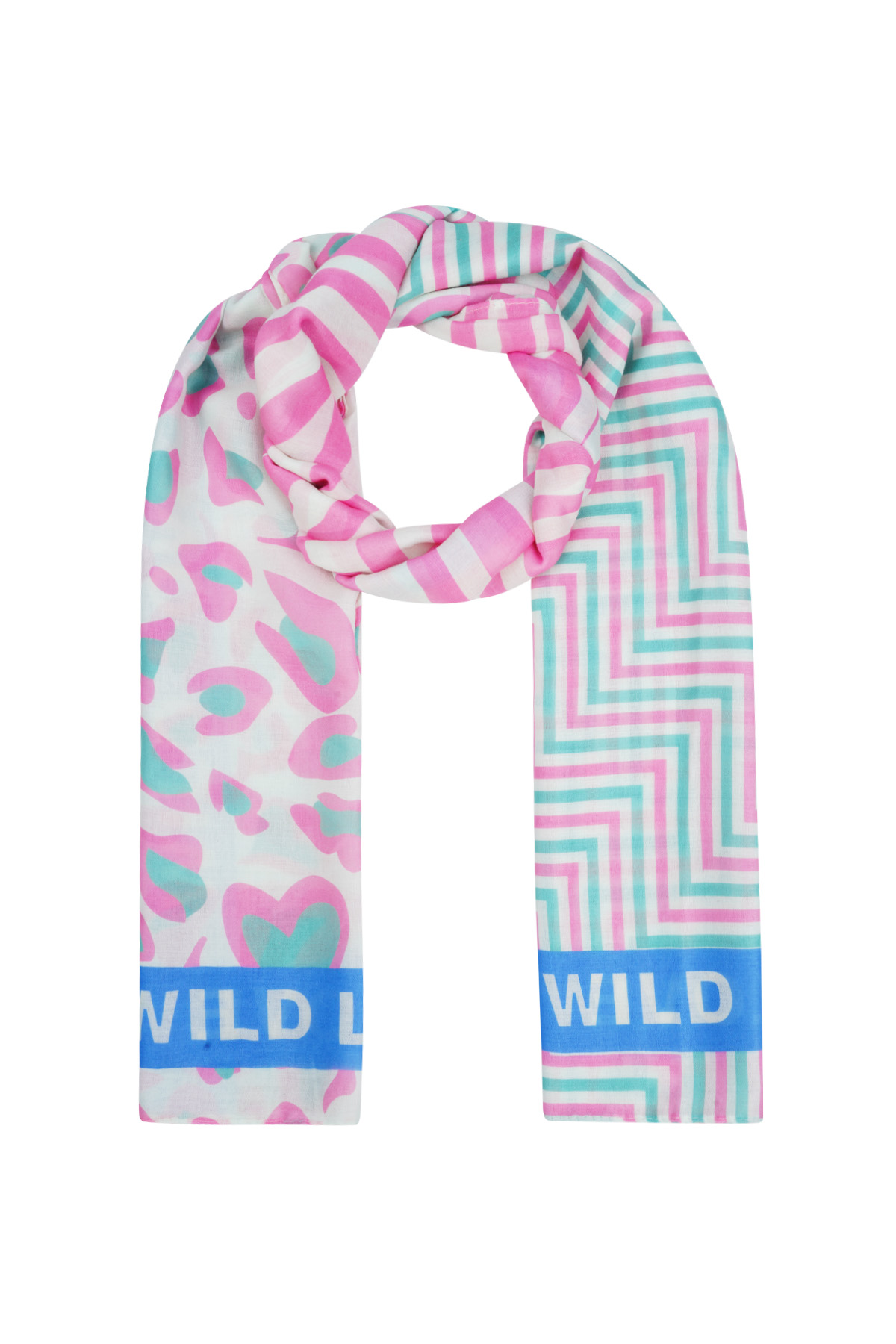 Colorful scarf wild love - Pink multi h5 