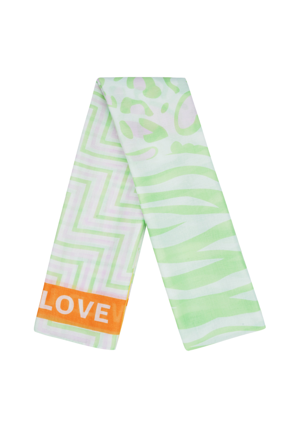 Colorful scarf wild love - Green and Orange 2