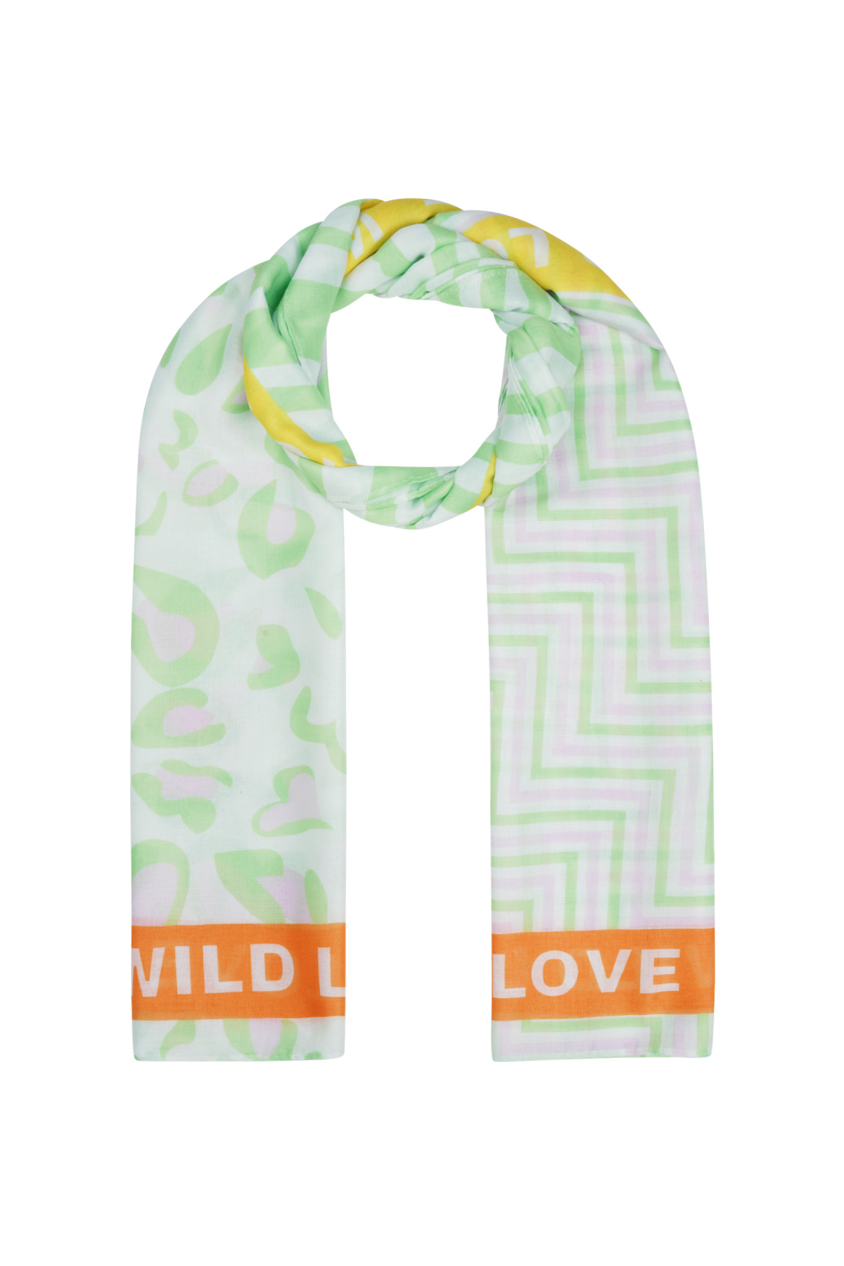 Colorful scarf wild love - Green and Orange