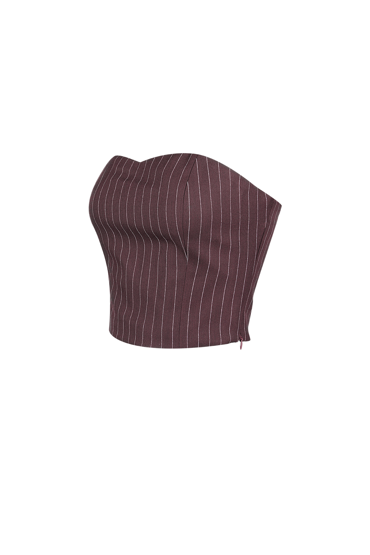 Pinstripe Bandeau Top - Burgundy h5 Picture2