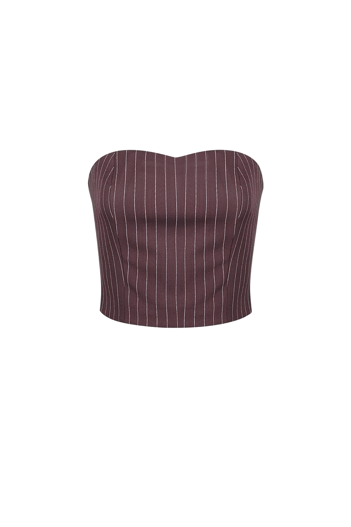 Pinstripe Bandeau Top - Burgundy h5 