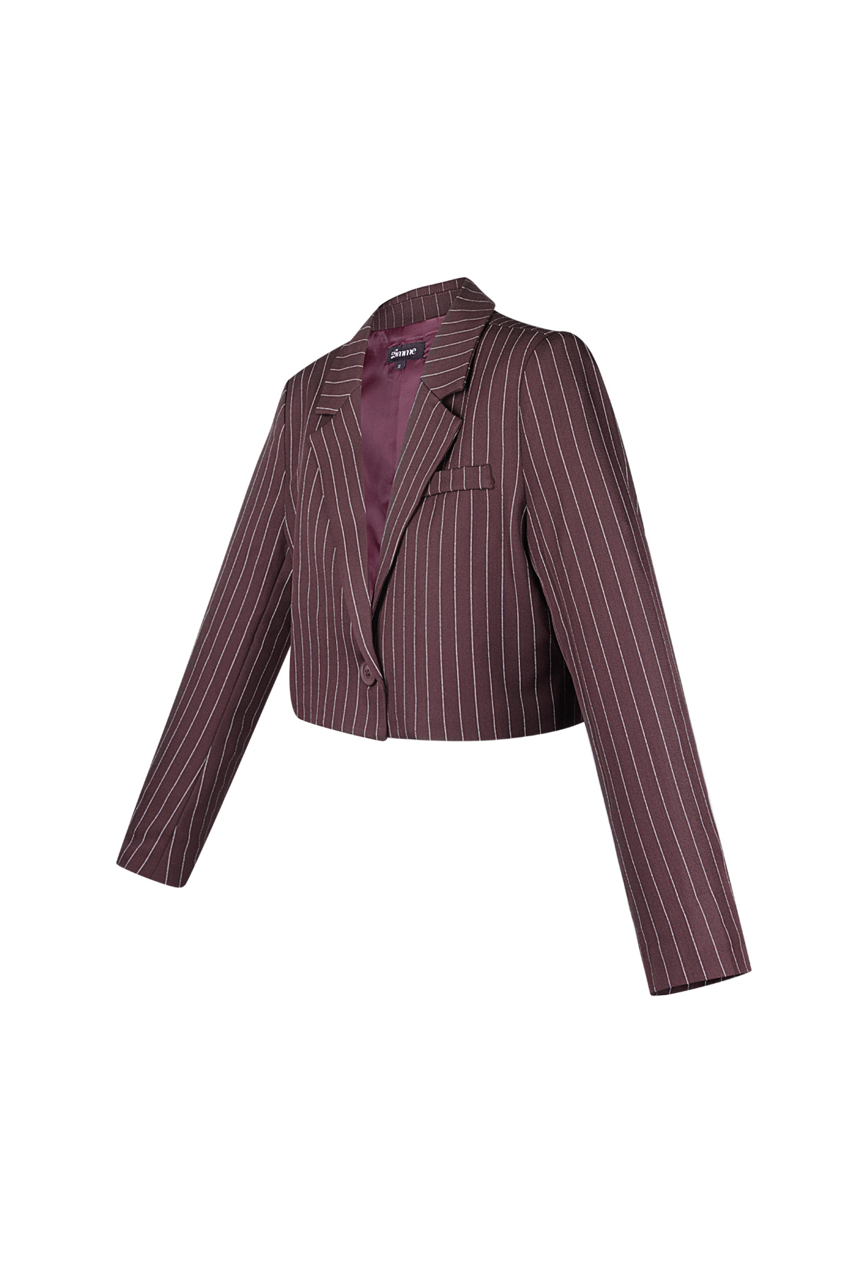 Pinstripe cropped blazer - Burgundy h5 Picture3