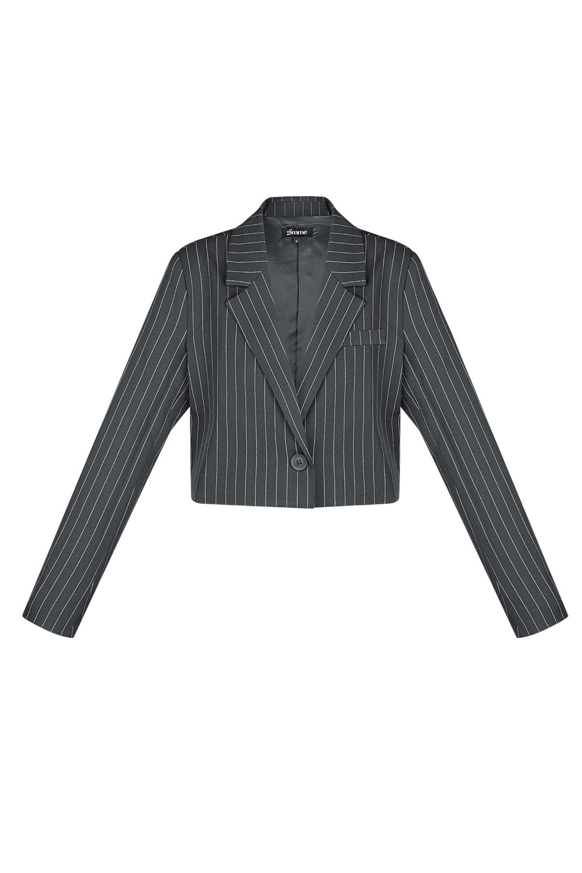 Pinstripe Cropped Blazer - Grey 2