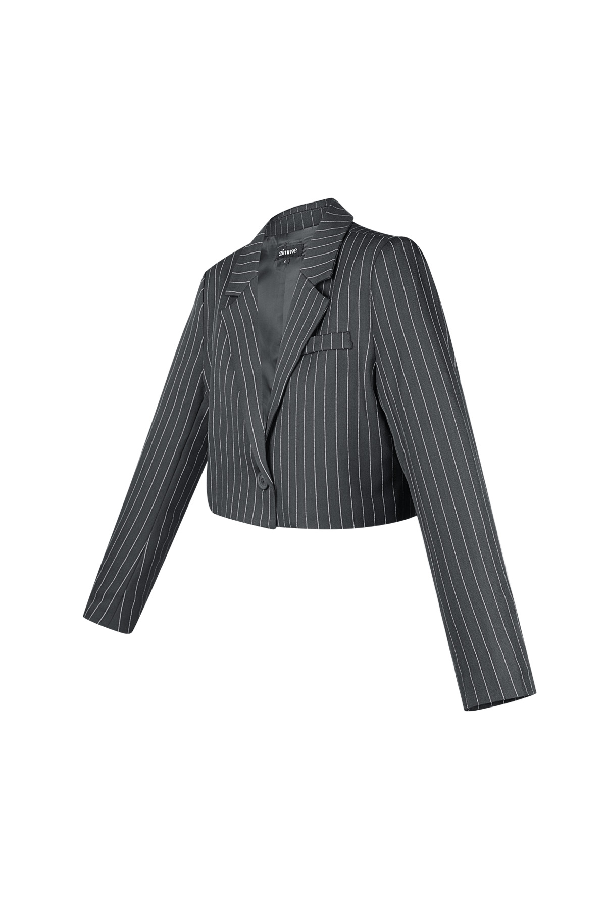 Pinstripe Cropped Blazer - Grey h5 Picture2