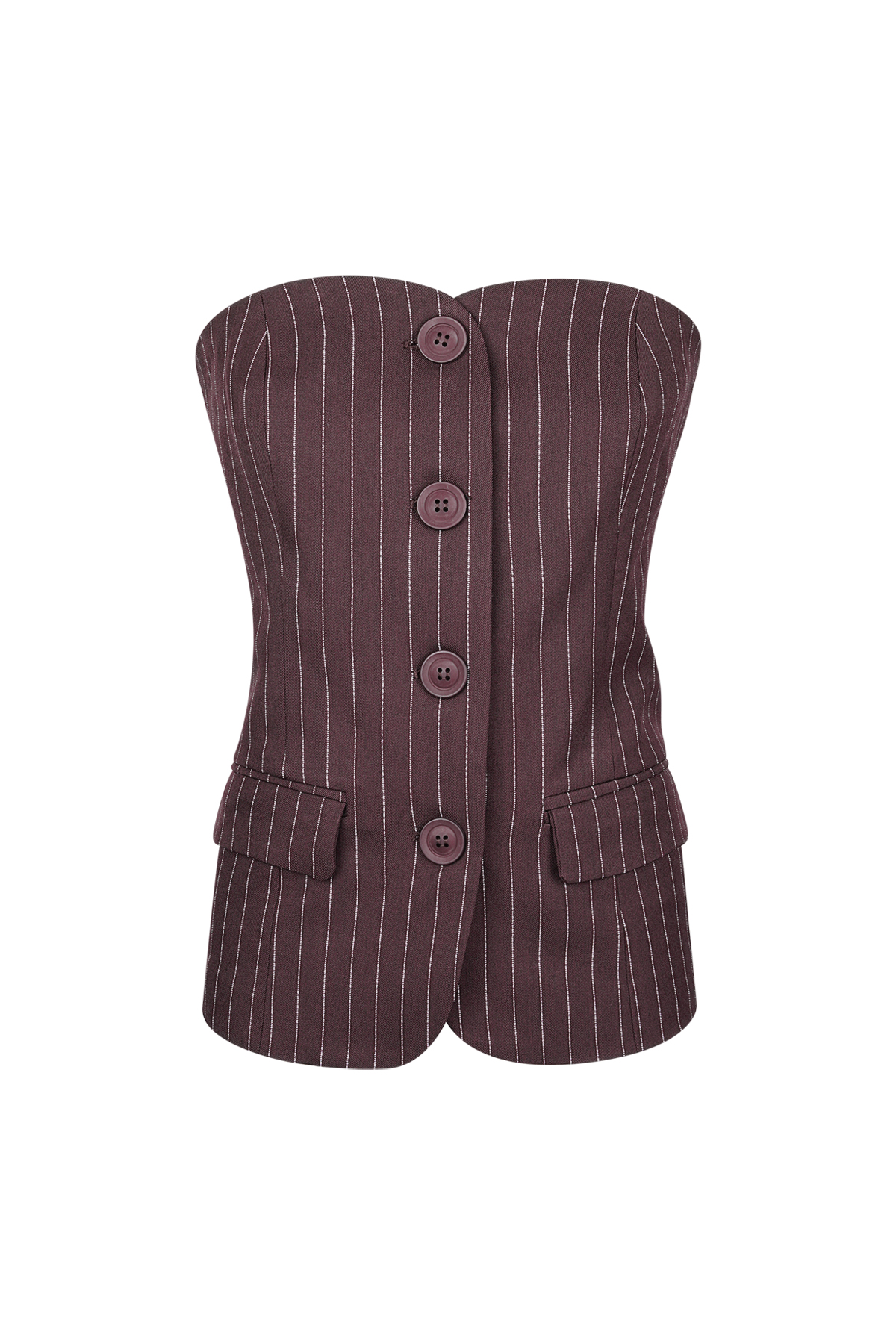 Pinstripe Corset Top - Burgundy 