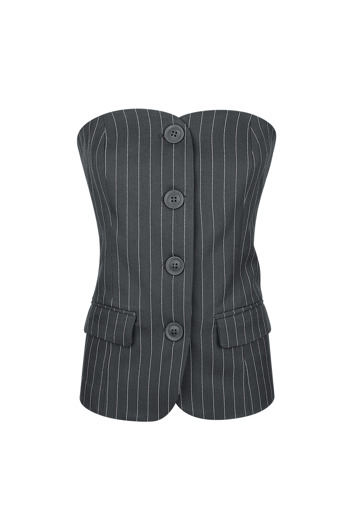 Pinstripe Corset Top - Grey h5 