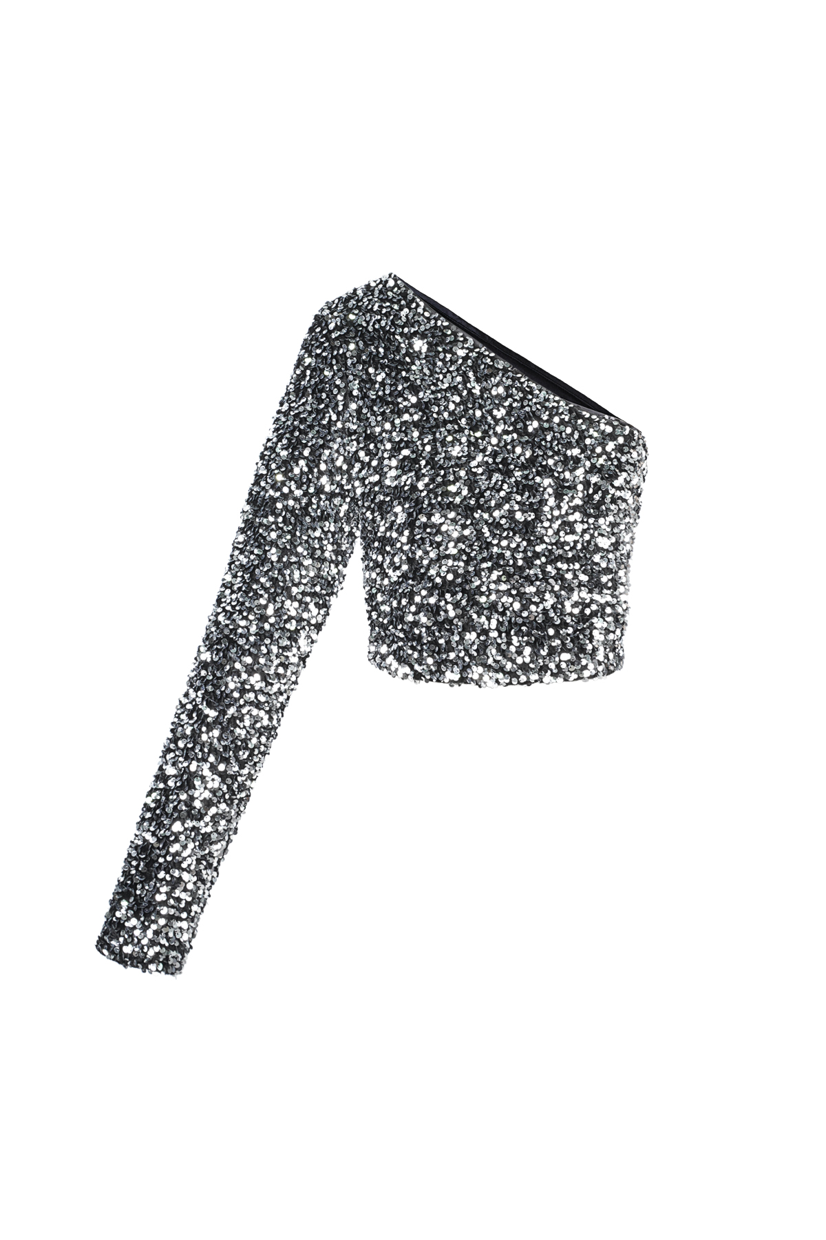 Glitter one shoulder top - Silver color 2