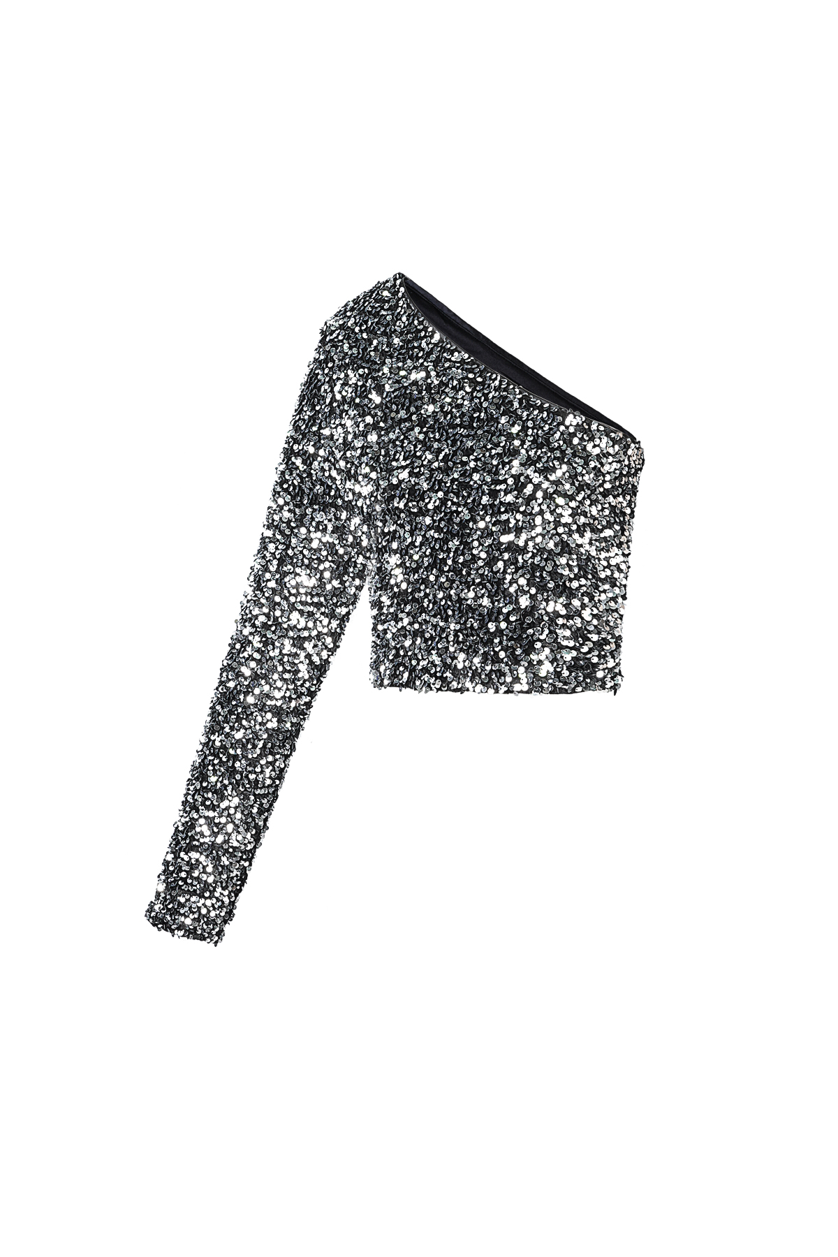 Glitter one shoulder top - Silver color h5 Picture9