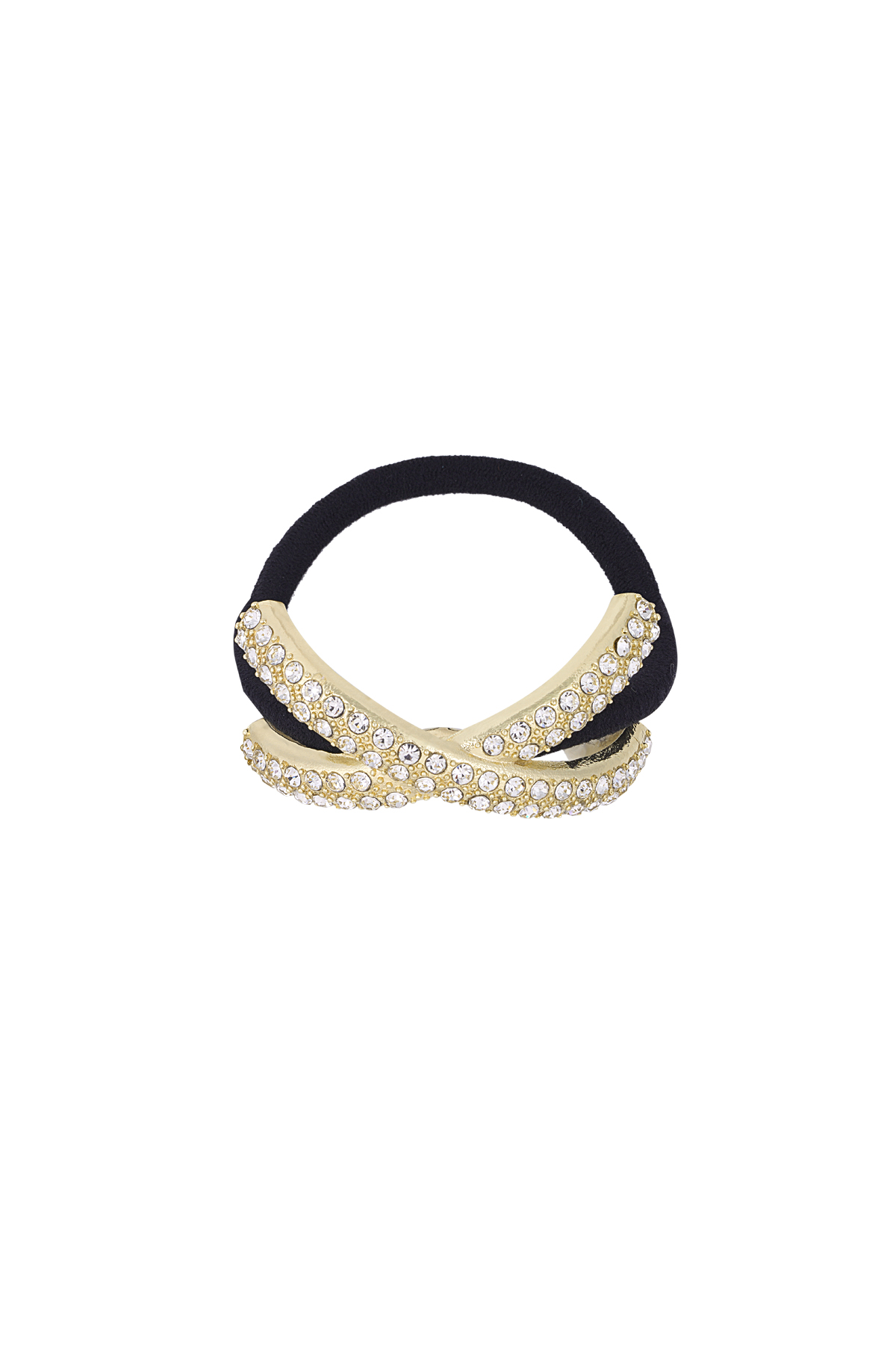 Crossed shimmer hair elastic - Gold color h5 