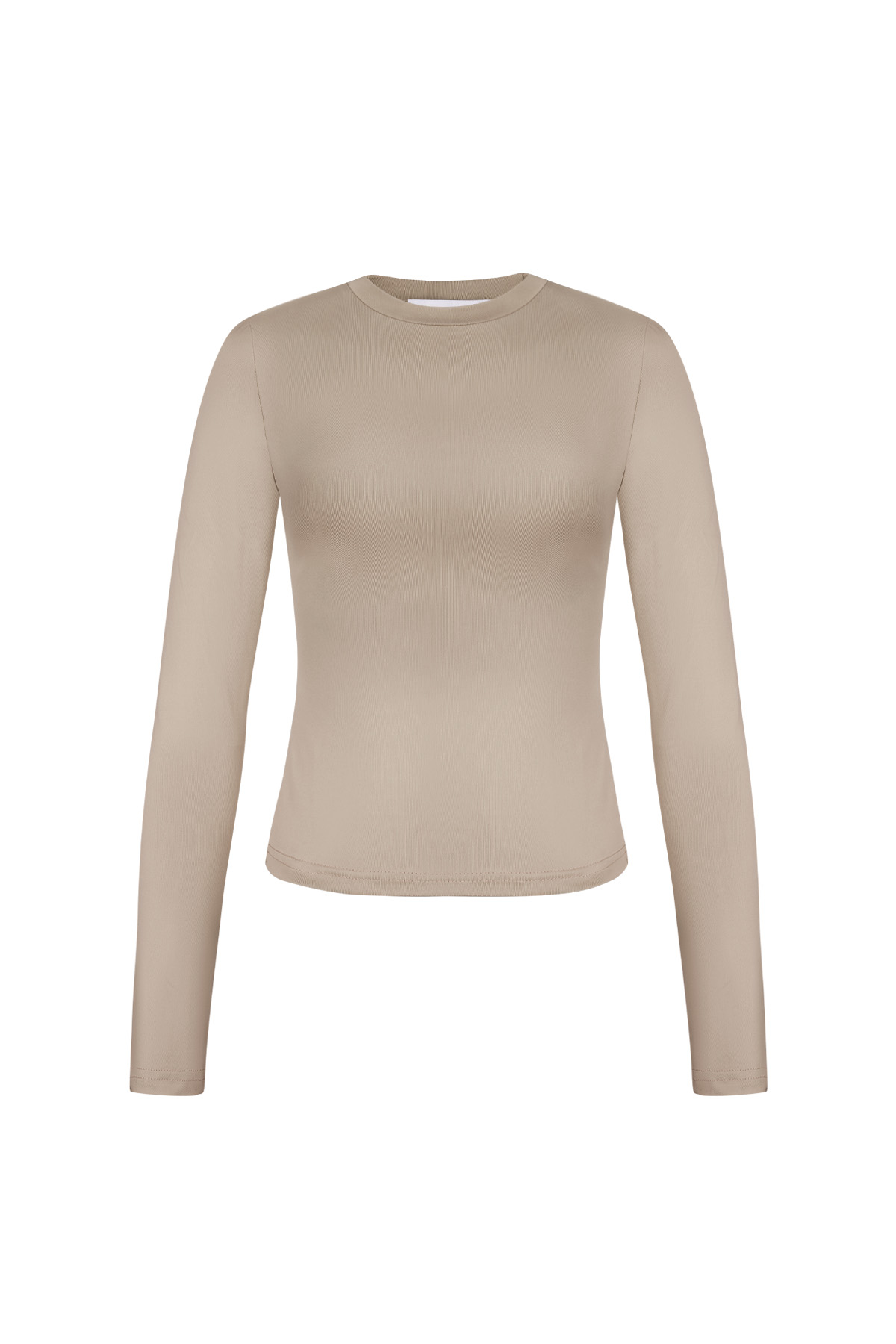 Camiseta de cuello alto y manga larga de corte diario - Beige 2