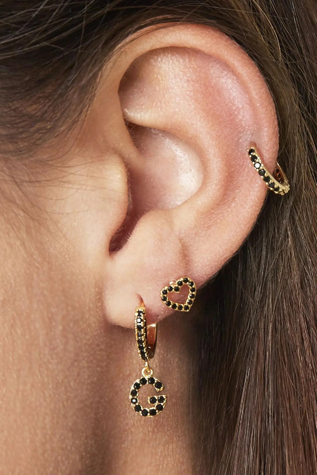 Earrings Letter E Black Copper Picture6