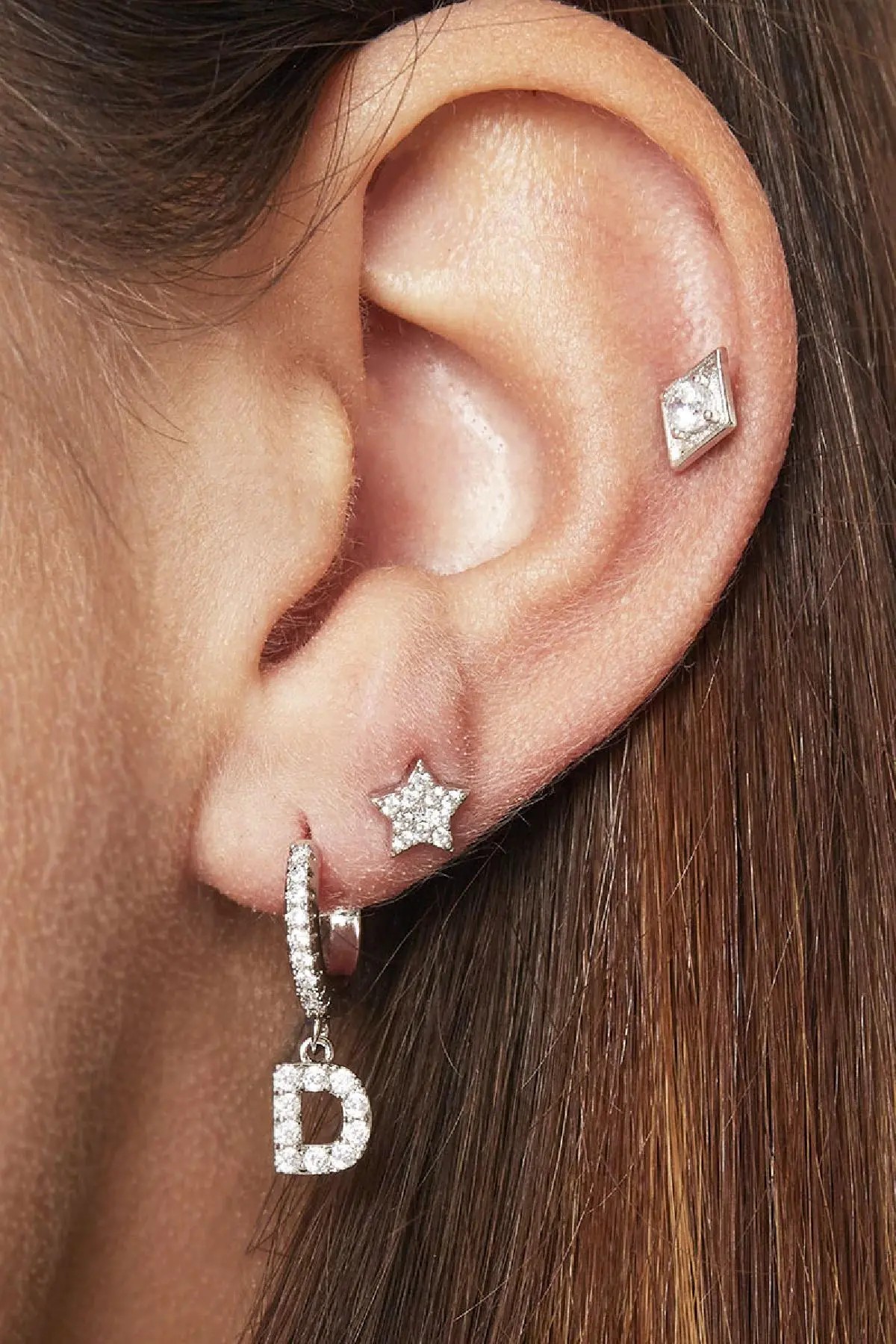 Earrings Letter E Black Copper h5 Picture4