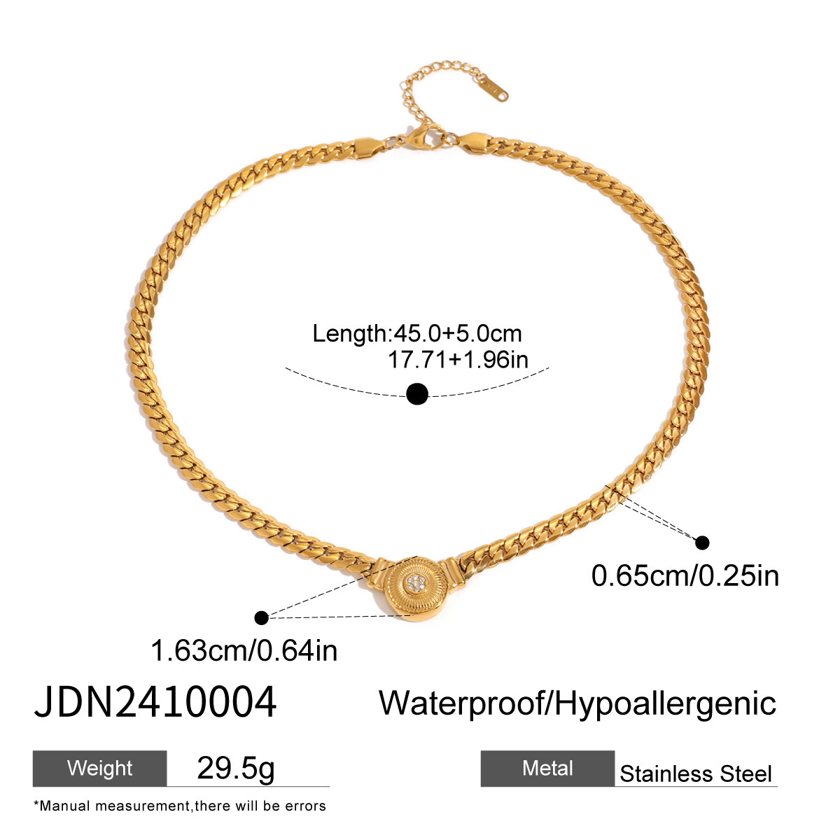 1 Piece Luxurious Series Elegant Round Shape Stainless Steel  Gold Color Rhinestone Women's Pendant Necklaces 2