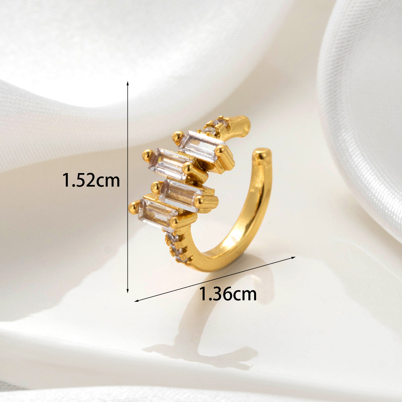 1 Piece Simple Series Copper  Gold Color Material Zircon Women's Ear Cuffs 2