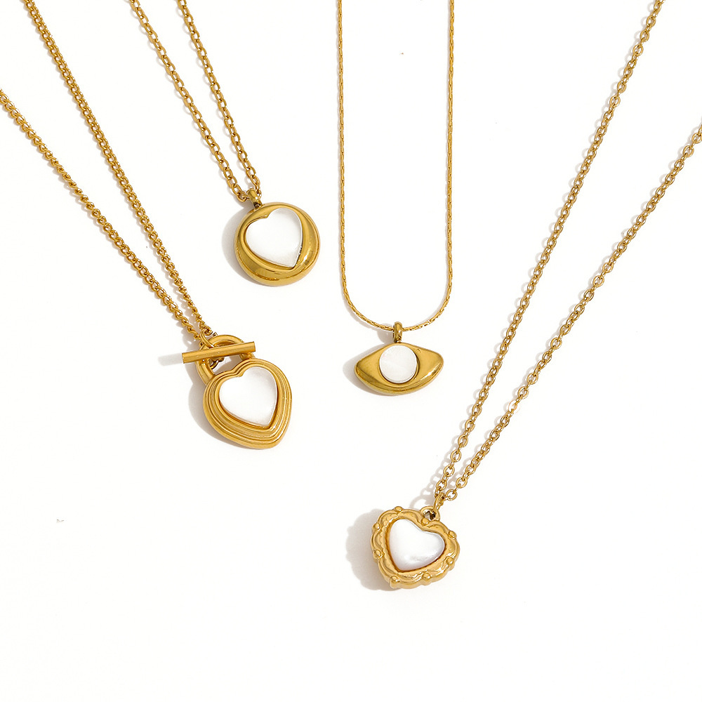 1 Piece Simple Series ins style Geometric Stainless Steel  Gold Color Women's Pendant Necklaces 2