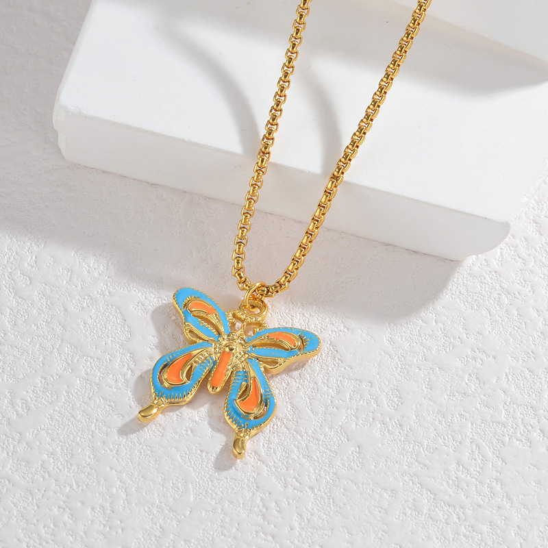 1 Piece Simple Cute Style Butterfly Shape Stainless Steel  Gold Color Women's Pendant Necklace 2