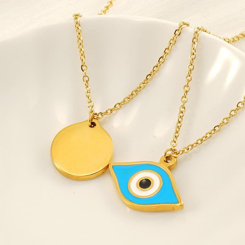 1 Piece Simple Series Classic Eye Titanium Steel  Gold Color Women's Pendant Necklaces