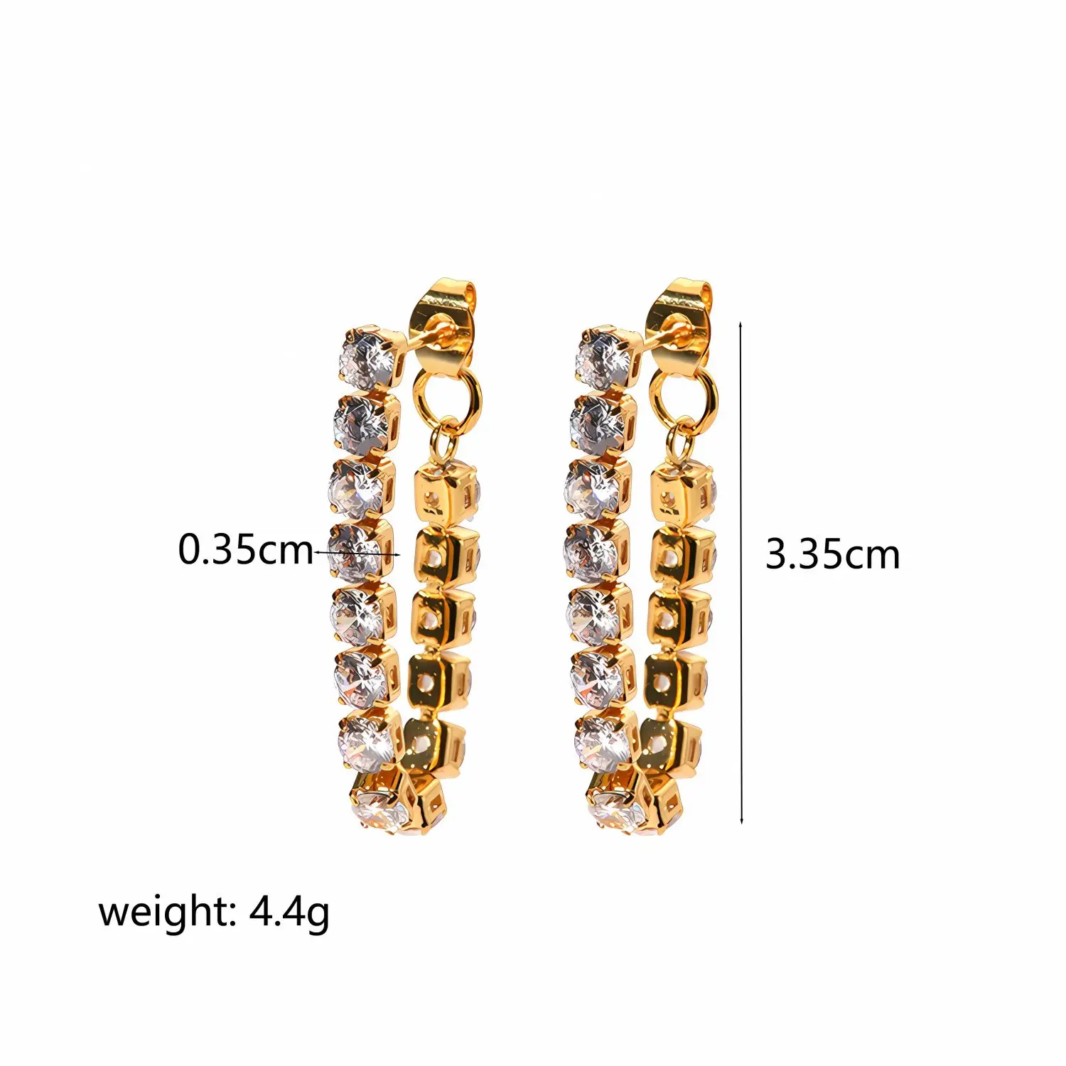 1 Pair Luxurious Simple Style Tassel Shape Stainless Steel  Gold Color Inlay Rhinestone Women's Hoop Earrings