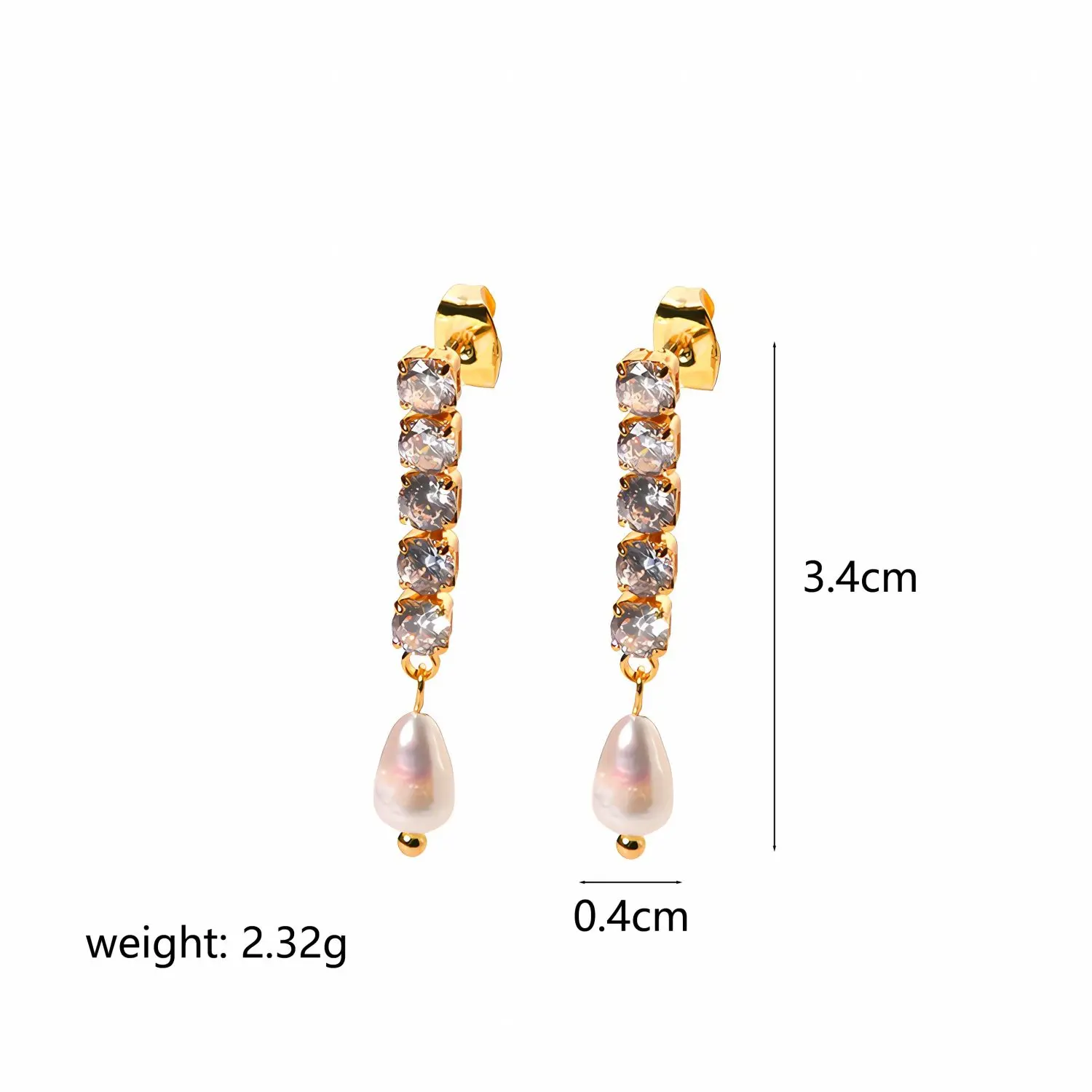 1 Pair Simple Retro Style Tassel Stainless Steel  Gold Color Inlay Rhinestones Women's Stud Earrings 2