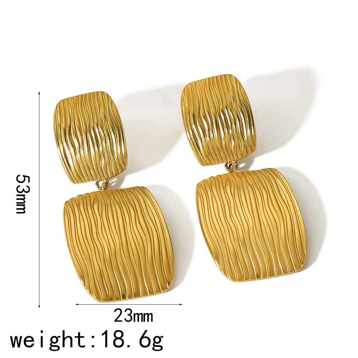 1 Pair Exaggerated Simple Style Square Shape Stainless Steel  Gold Color Women's Drop Earrings