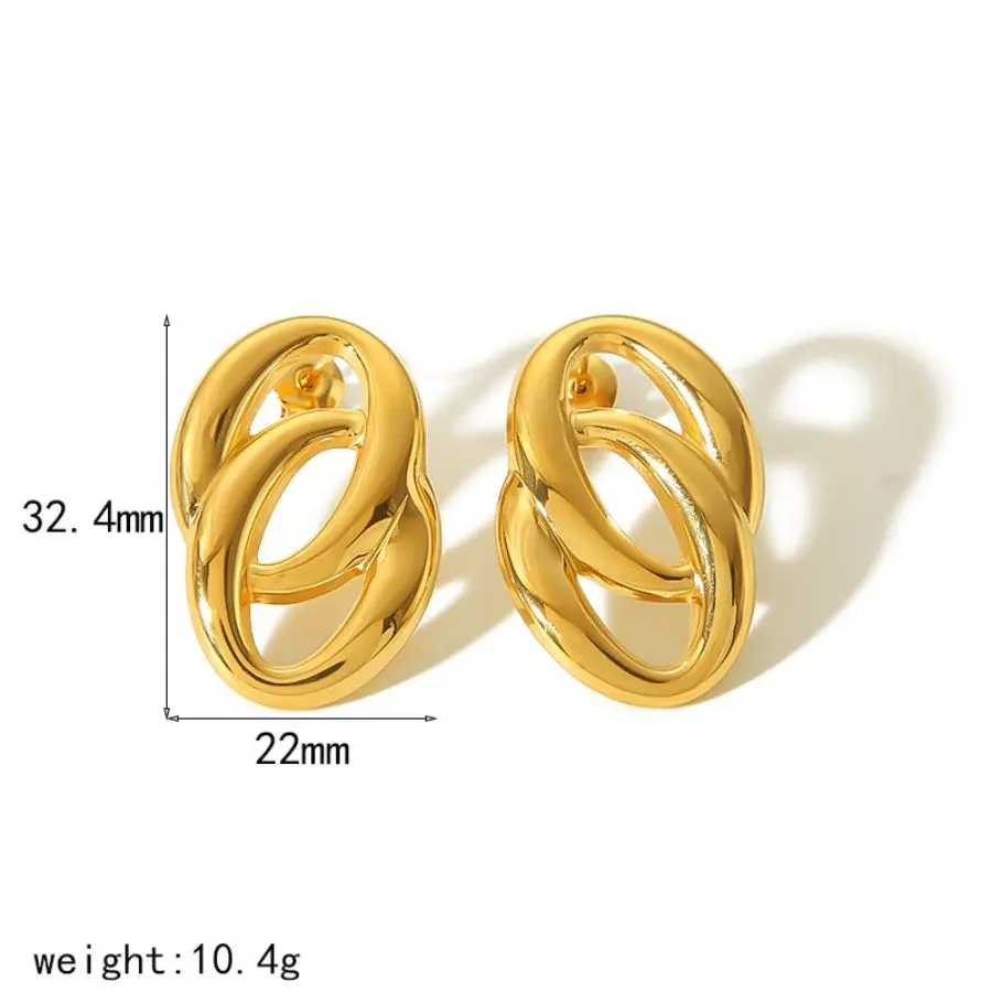 1 Pair Simple Classic Style Geometric Stainless Steel  Gold Color Women's Stud Earrings