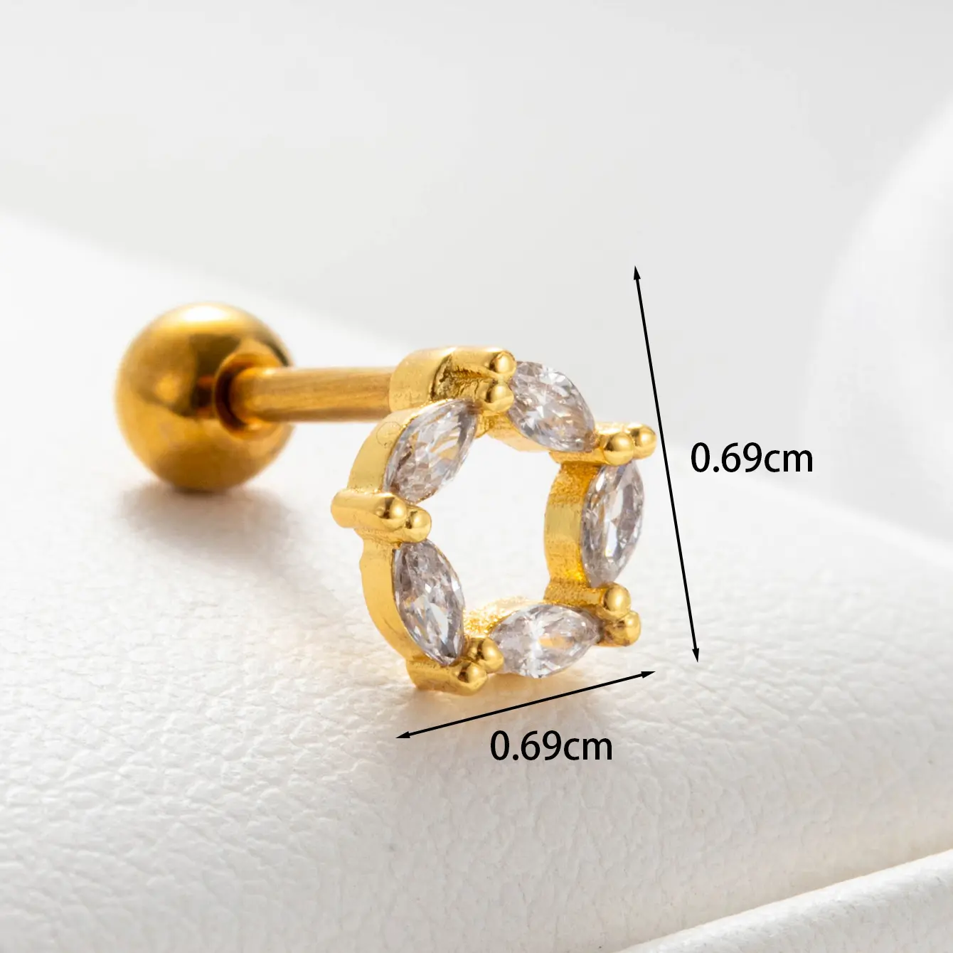 1 Piece Simple Series Round Copper   Gold Color Zircon Women's Stud Earrings 2