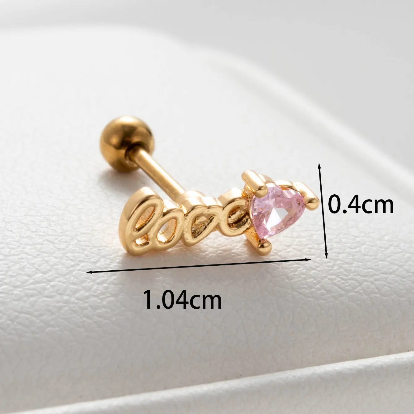 1 Piece Simple Series Classic Heart Titanium Steel  Gold Color Zircon Wome's Stud Earrings 2