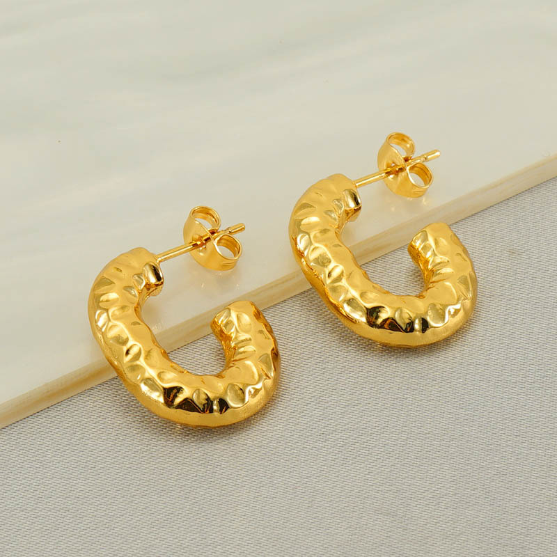 1 Pair Simple Series Simple Geometric  Gold Color Women's Stud Earrings 2